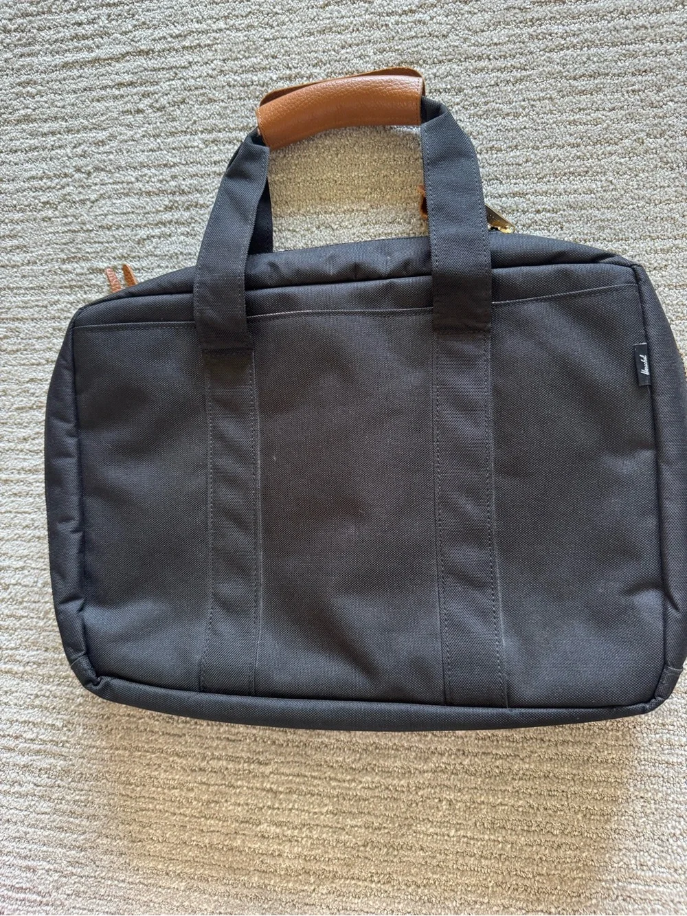 Herschel Supply Co Black Laptop Briefcase Bag with Leather Accents&Laptop Sleeve